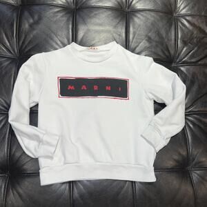 Marni Kids Logo Printed Crewneck Sweatshirt Pullover White Size 8 Youth